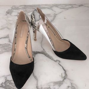 Anyonio Melani suede snakeskin heels